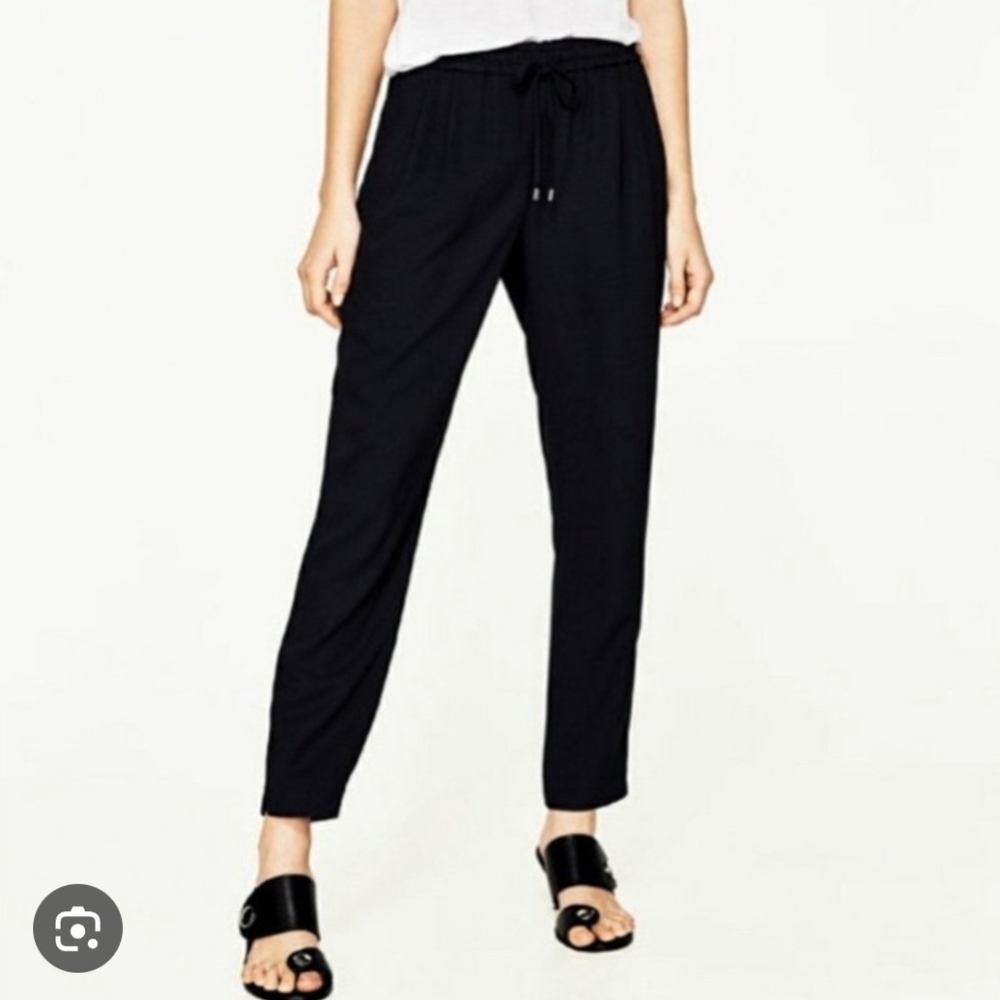 Zara Black Drawstring Trousers